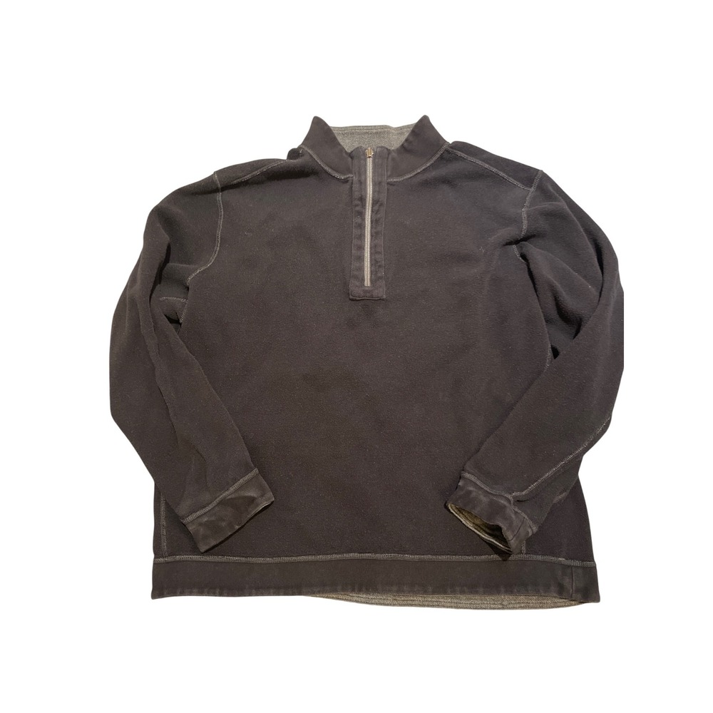 Tommy Bahama Pullover Sweatshirt Mens Size XXL Black &Grey 1/4 Zip     ‎ 
Casual